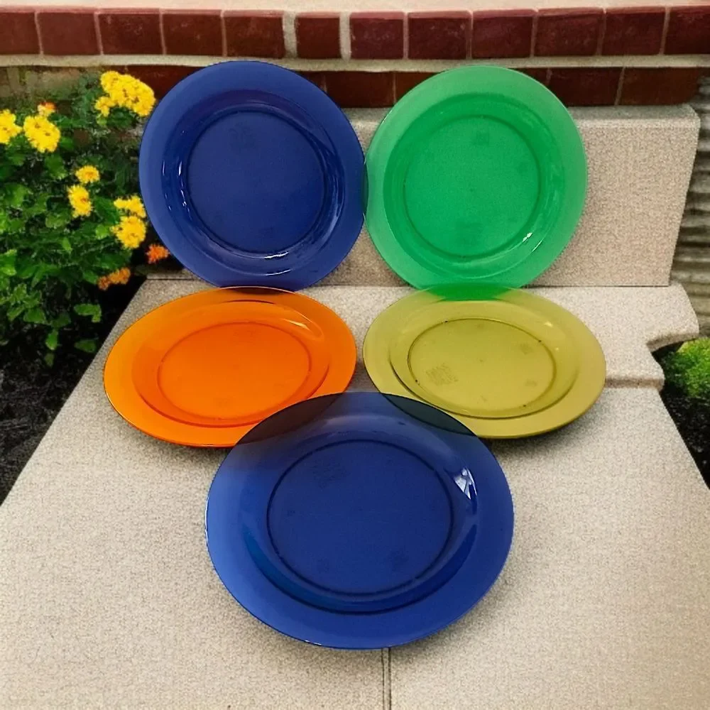 5 Ikea Hagberg & Hagberg Dinner Plates Sola Translucent Plastic Vintage Colorful